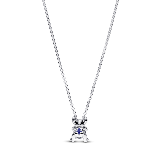 Colar de Prata Disney Stitch Brilhante Pendente 45 cm