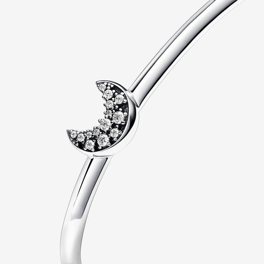 Pulseira Aberta Lua Crescente Brilhante