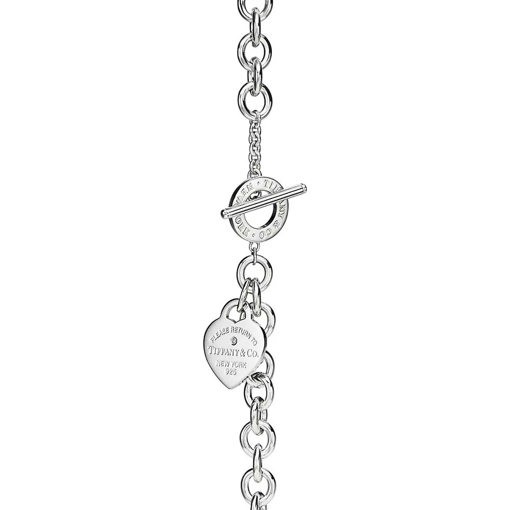 Pulseira com Coração em Prata de Lei com Zirconia Comprimento de 17,7 cm