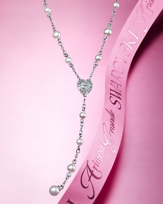 Colar 'Y' Terço Ariana Grande Swarovski Pérolas