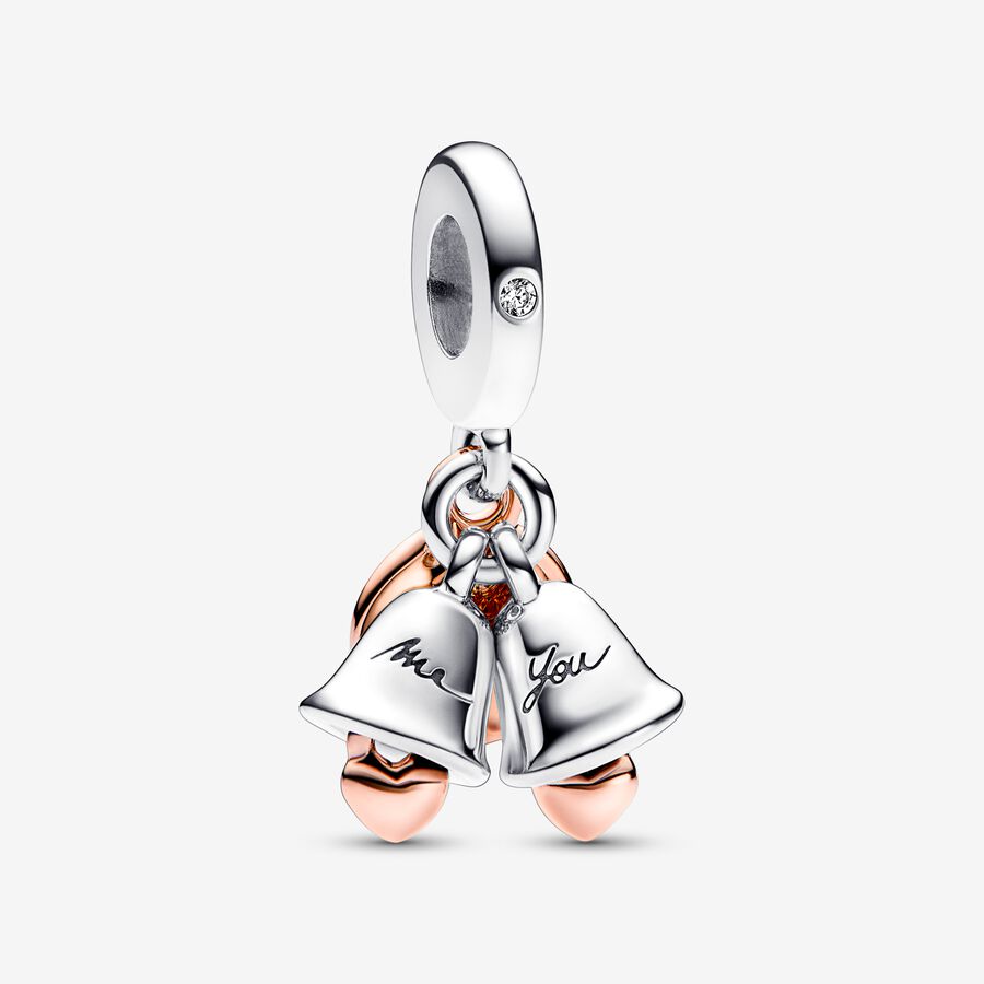 Charm Sinos de casamento de dois tons