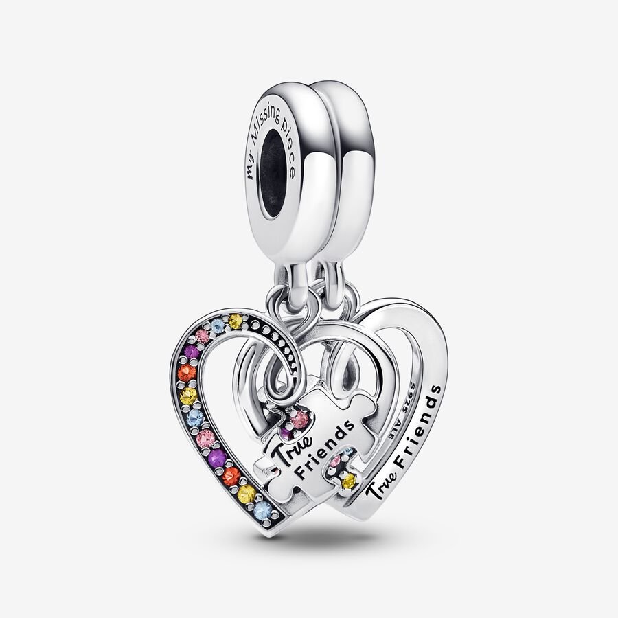 Charm Amizade Dois Coracoes em Quebra Cabeca