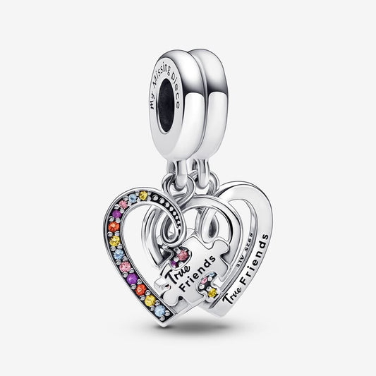 Charm Amizade Dois Coracoes em Quebra Cabeca