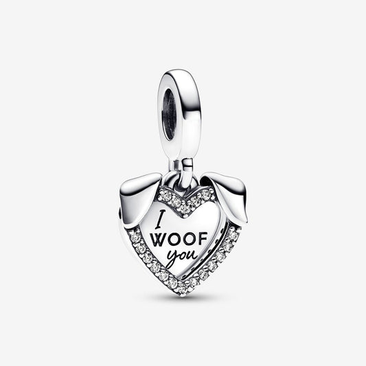 Charm Duplo Coração e Cão