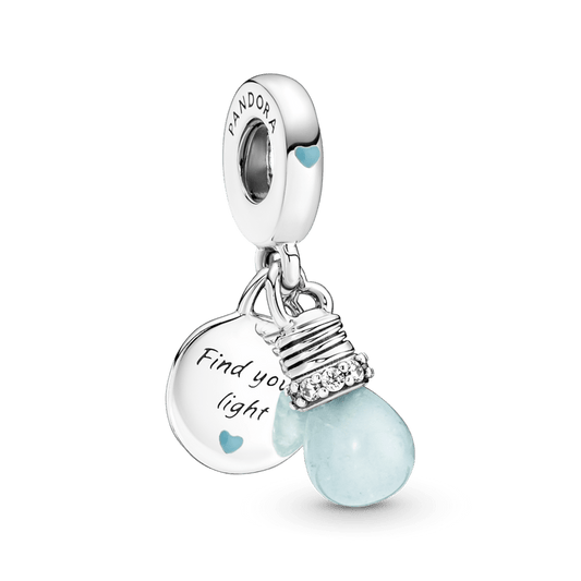 Charm Pendente Duplo Lampada Que Brilha No Escuro