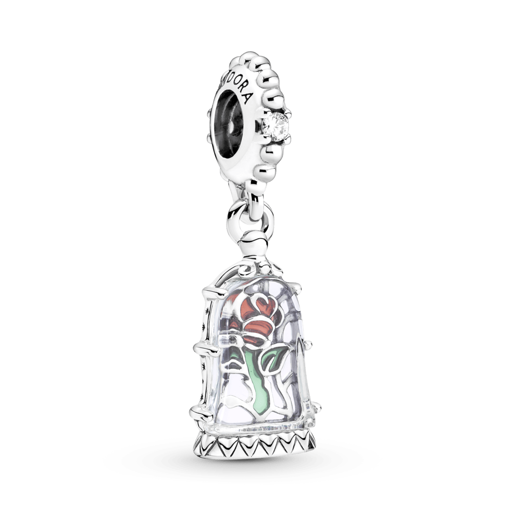 Charm Pendente Rosa Encantada - Bela e a Fera