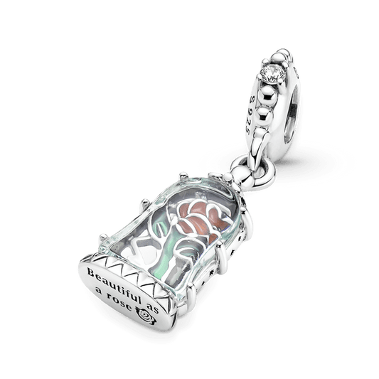 Charm Pendente Rosa Encantada - Bela e a Fera