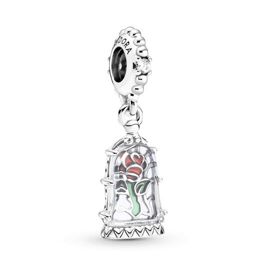 Charm Pendente Rosa Encantada - Bela e a Fera