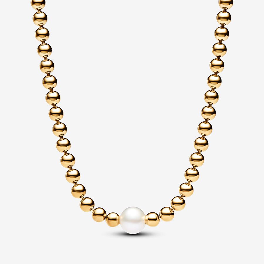 Colar Collier de Contas e Perolas de Agua Doce