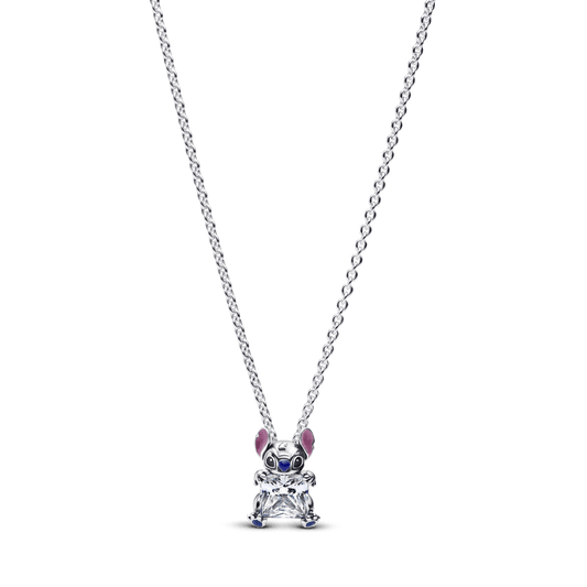 Colar de Prata Disney Stitch Brilhante Pendente 45 cm