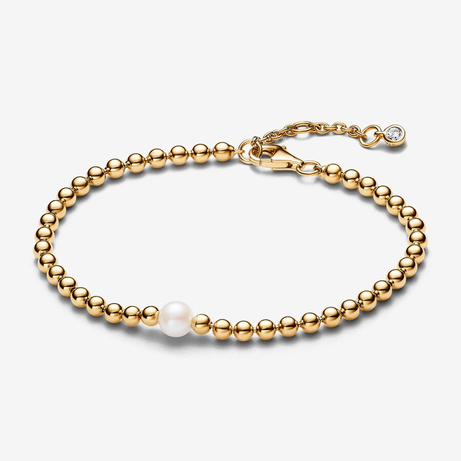 Pulseira Contas e Perola de Agua Doce