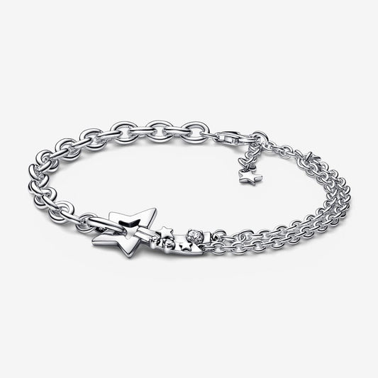 Pulseira de Corrente Dupla Estrela Cadente