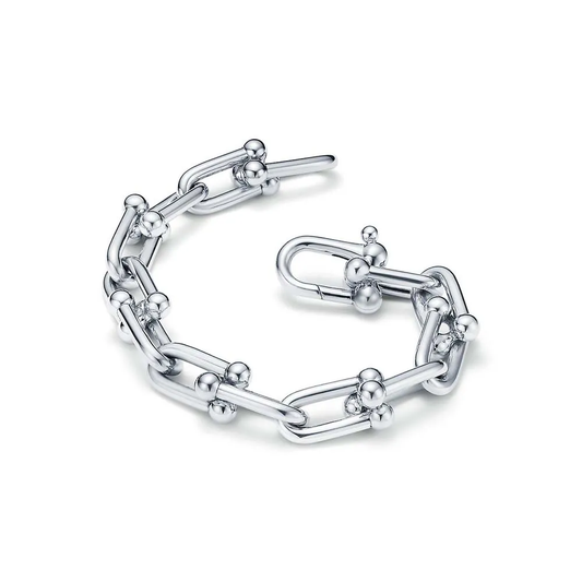 Pulseira de Elos Médios em Prata de Lei