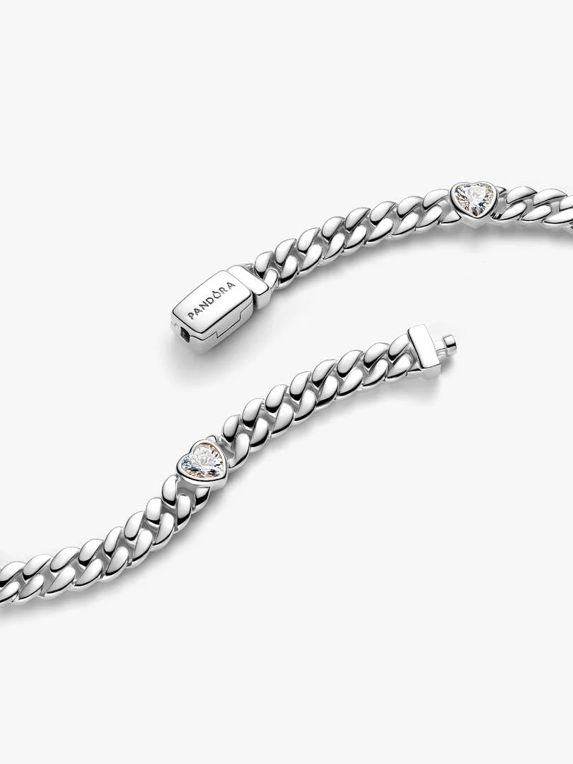Pulseira Corrente Cubana com Coração