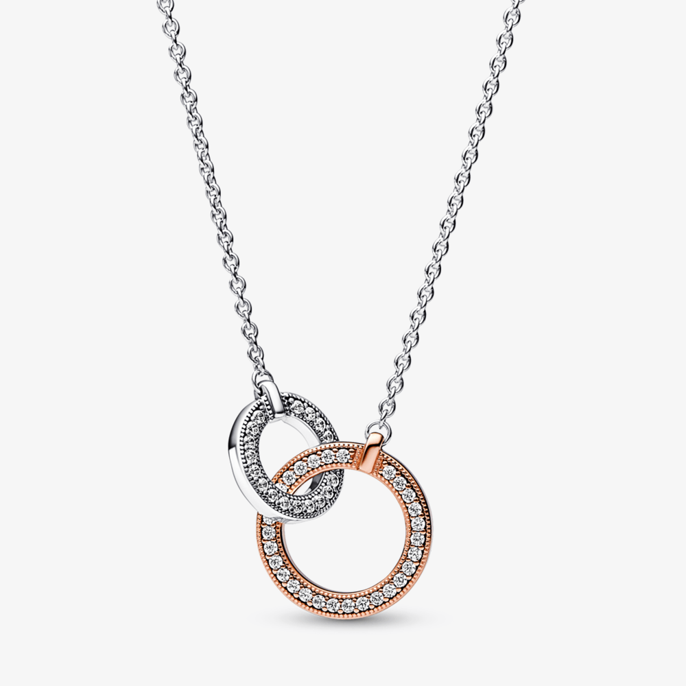 Colar Pandora Signature Dois Tons Circulos Interligados