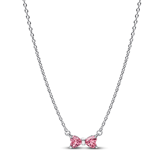 Colar De Prata Pingente Laco Rosa