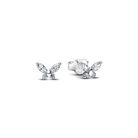Brinco De Prata Pequena Borboleta Brilhante