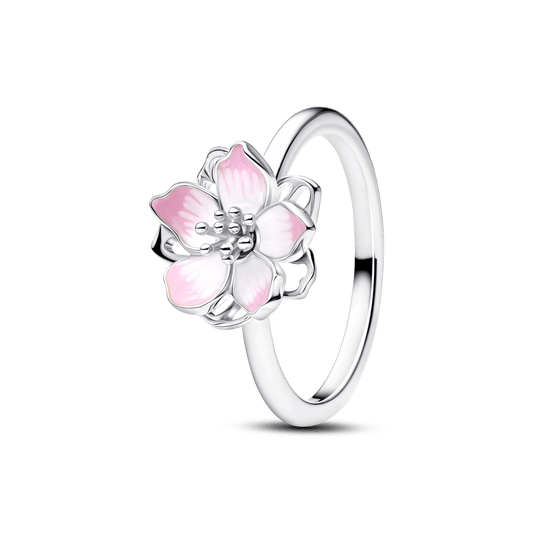 Anel De Prata Flor De Cerejeira
