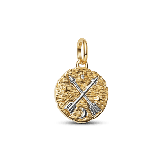 Charm Medalhão Flechas Dois Tons